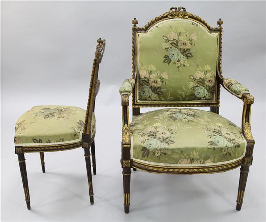 A pair fauteuil with a pair of matching salon chairs